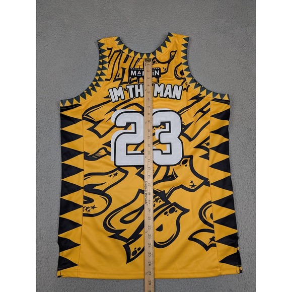 Headgear Classics Martin Jersey Mens Large Yellow Spray Paint 23 Basketball New - Picture 11 of 13